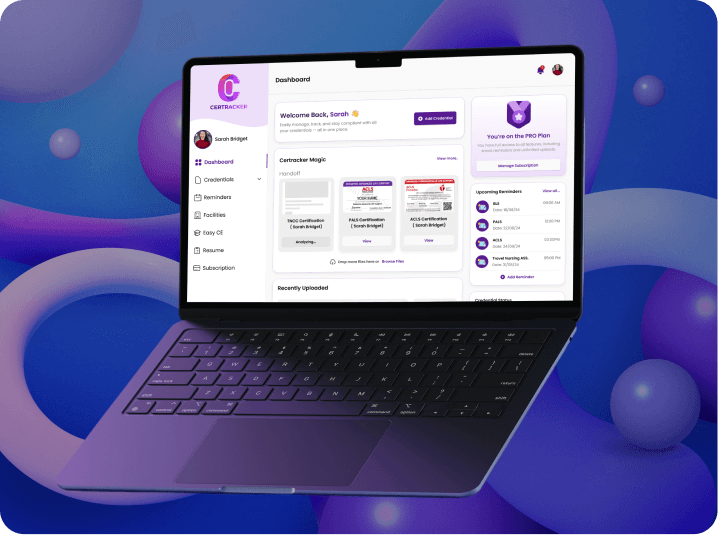 Certracker web experience
